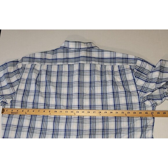 Izod Shirt Adult XXL White/Blue Plaid S/S Casual Button Up Pocket Mens 2XL - Picture 5 of 9